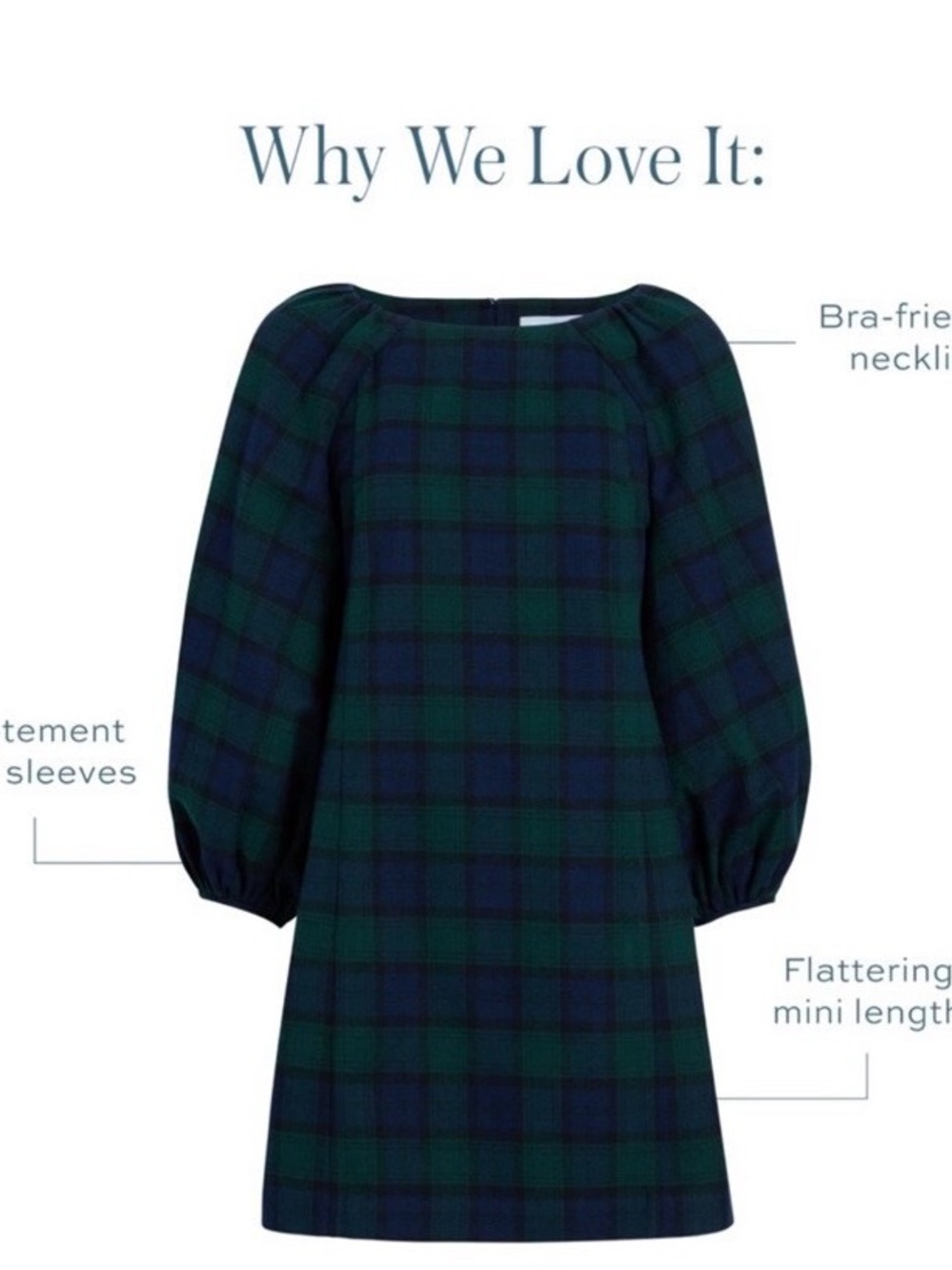 NWT Hill House Araminta Mini Dress Stewart Tartan plaid print Sz L - Picture 4 of 7